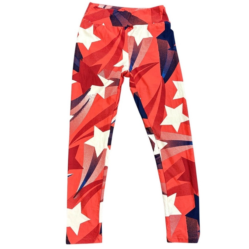 LuLaRoe Leggings Womens OS Red Patriotic Shooting Star Americana Print